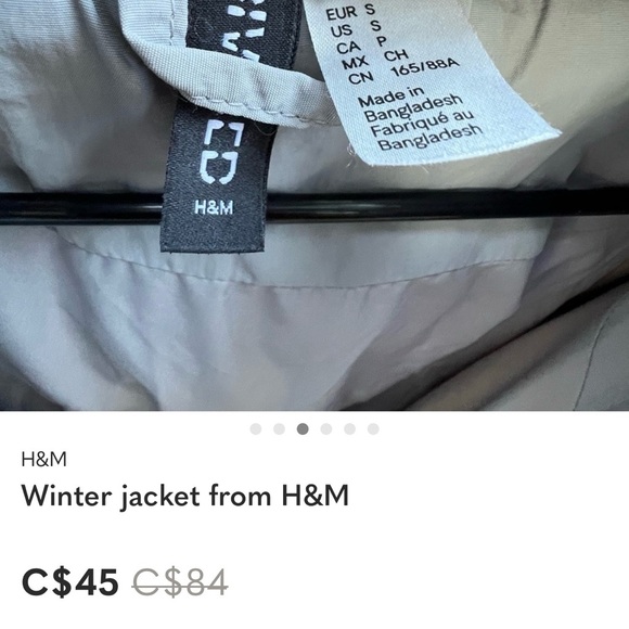 H&M Light Gray Long Quilted Puffer Jacket - Picture 2 of 3
